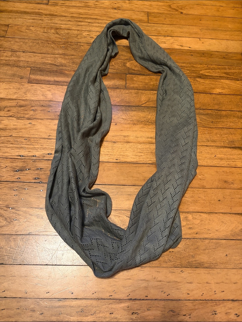 Lightweight Grey Infinity Scarf with Delicate Details
